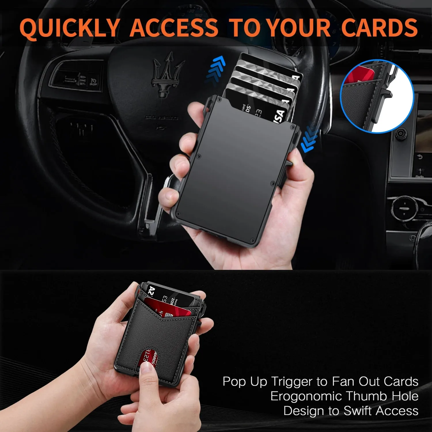 TANGMO Tactical Smart Wallet with RFID Blocking and Card Popup