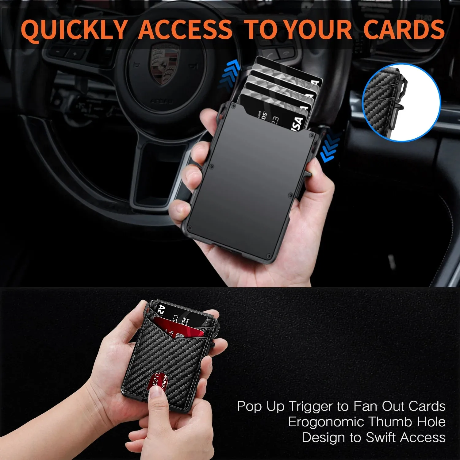 TANGMO Tactical Smart Wallet with RFID Blocking and Card Popup