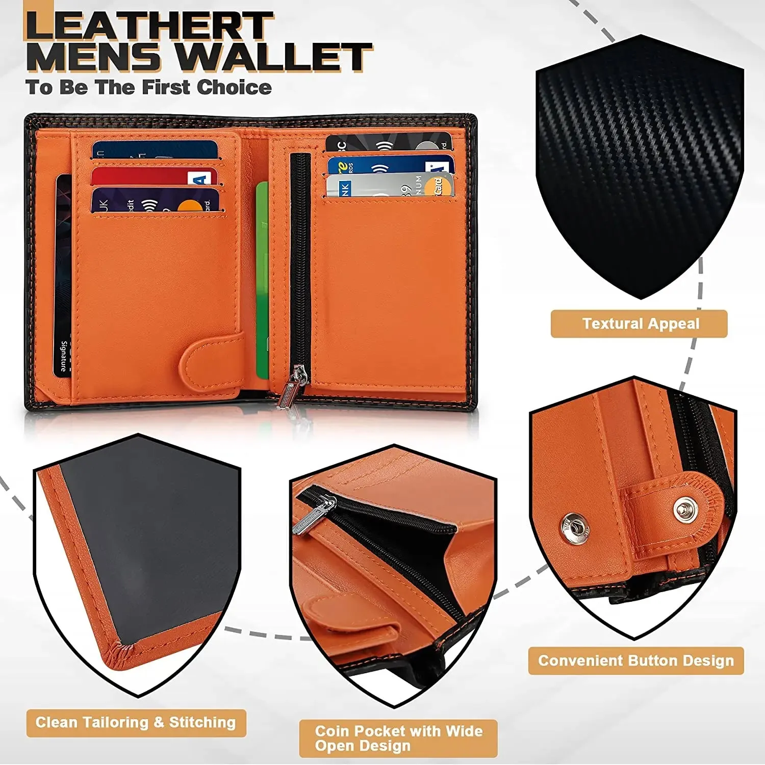 TEEHON Leather Smart Wallet with RFID Blocking