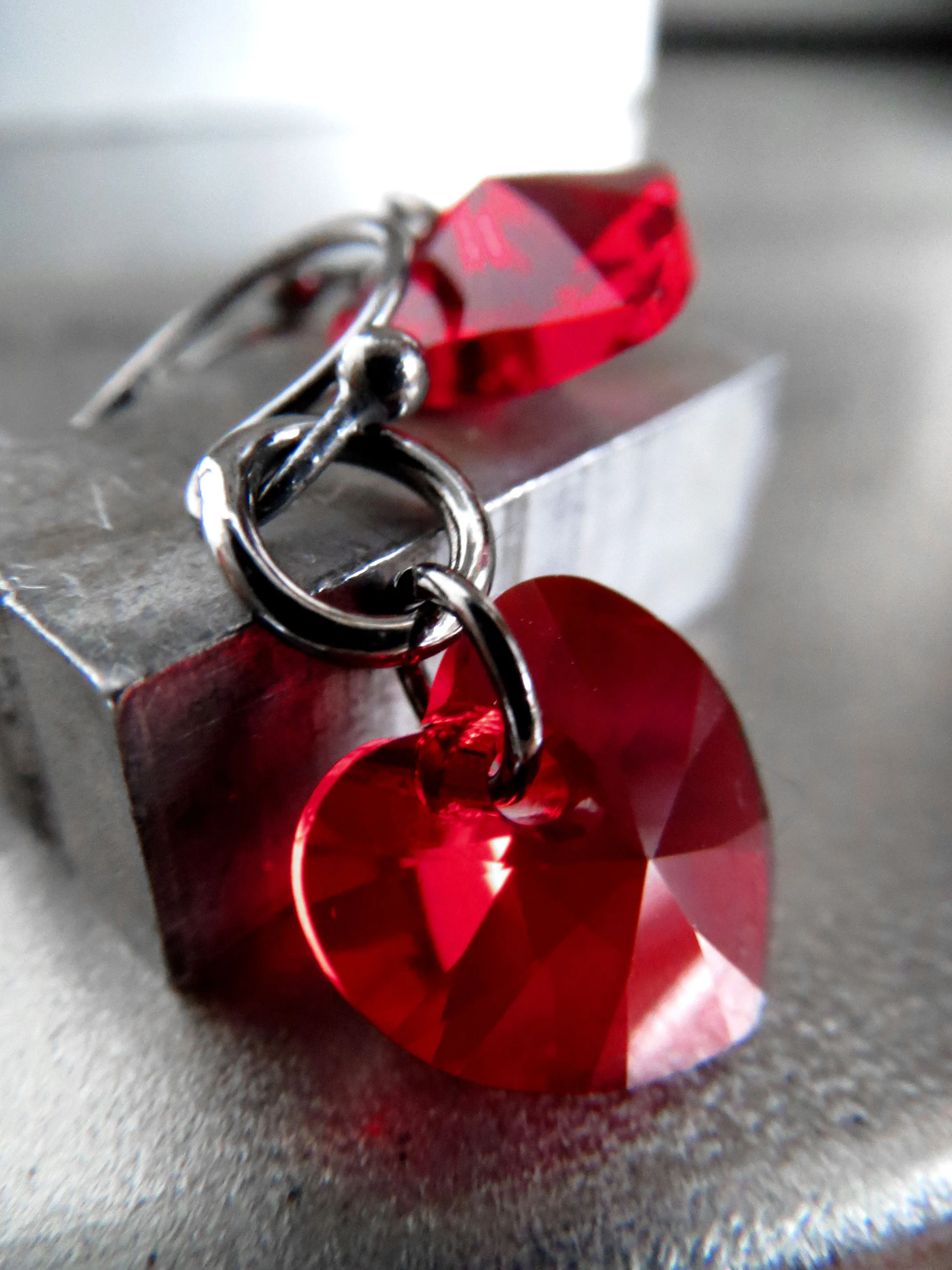 TOUGH LOVE - Small Crystal Red Heart Earrings