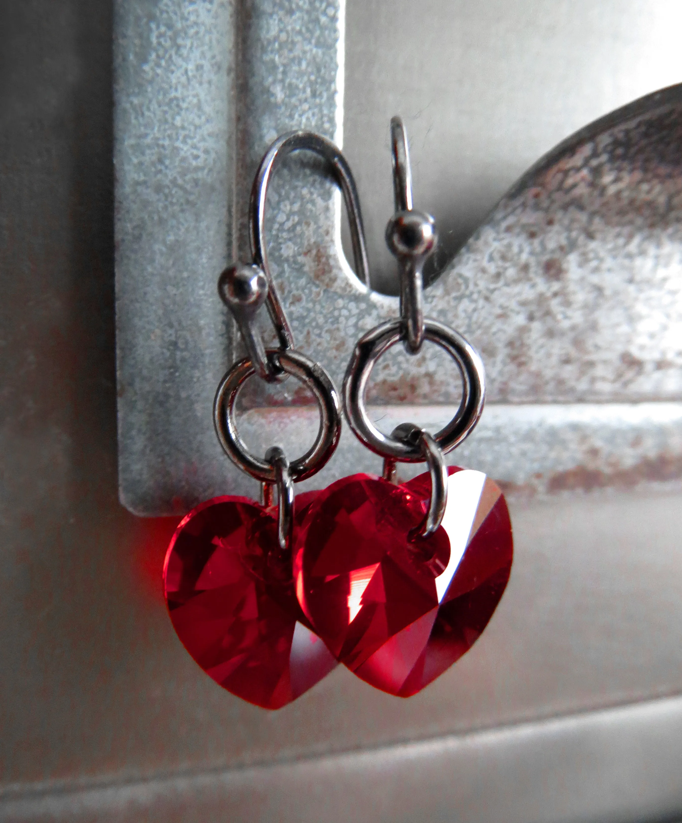 TOUGH LOVE - Small Crystal Red Heart Earrings