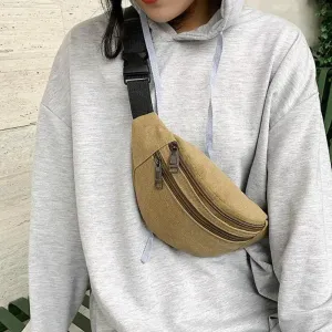 Unisex Casual Canvas Waist Bag Functional Comfortable Waist Bag Classic Waterproof Cross Body Traveling Bag