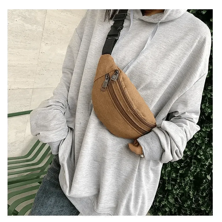Unisex Casual Canvas Waist Bag Functional Comfortable Waist Bag Classic Waterproof Cross Body Traveling Bag
