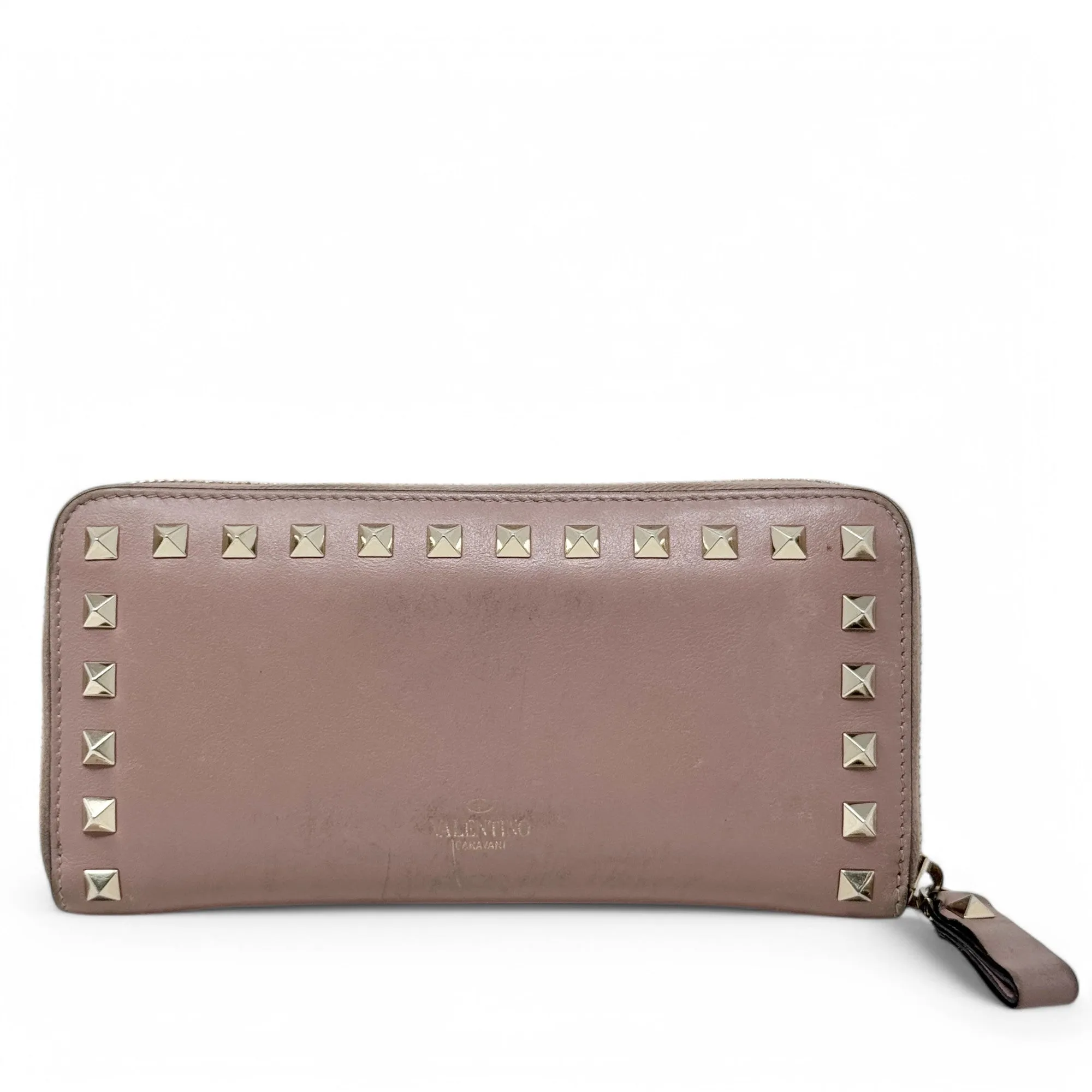 Valentino Nude Rockstud Zip Wallet