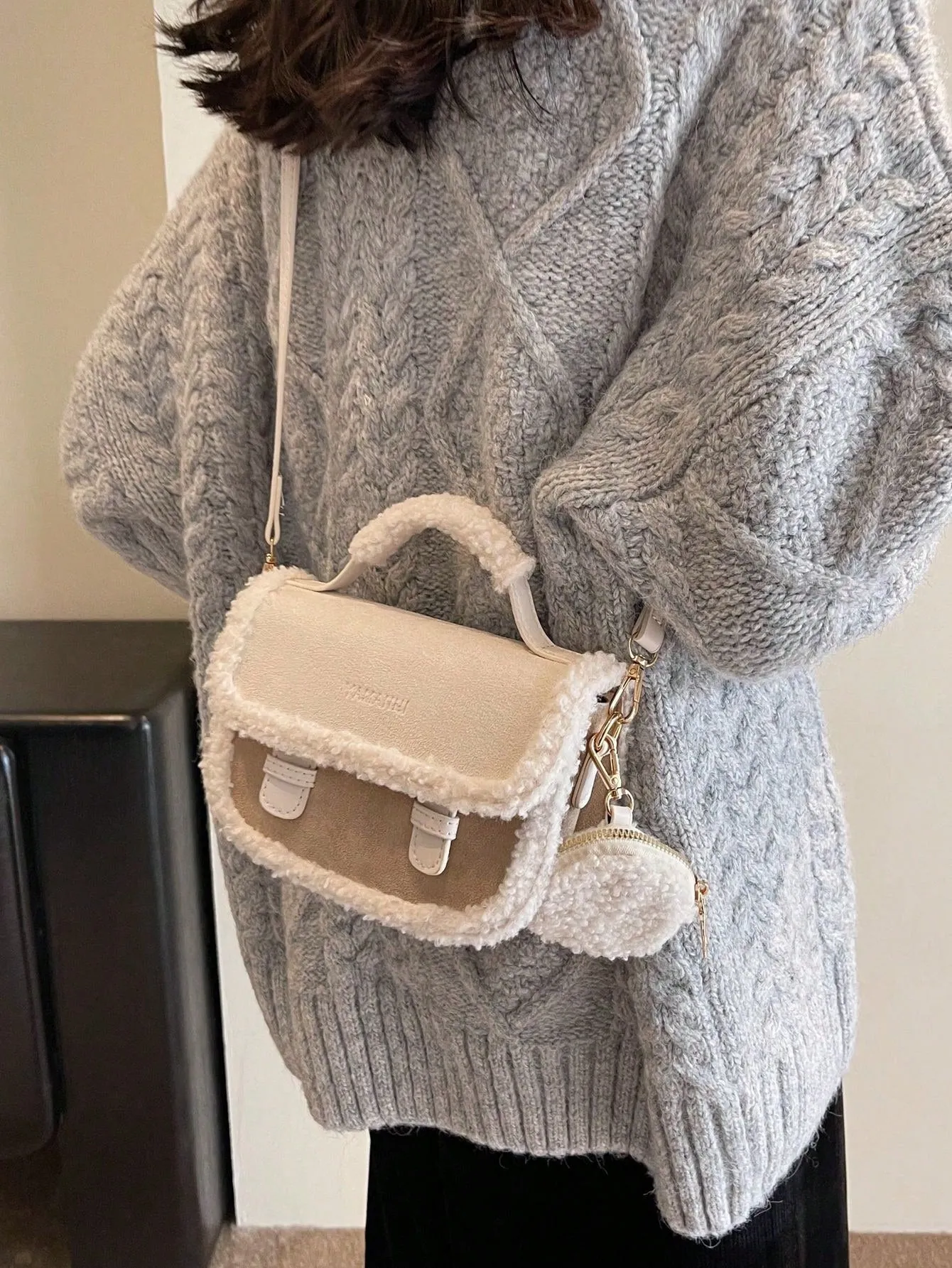 Vintage Furry Mini Square Handbag