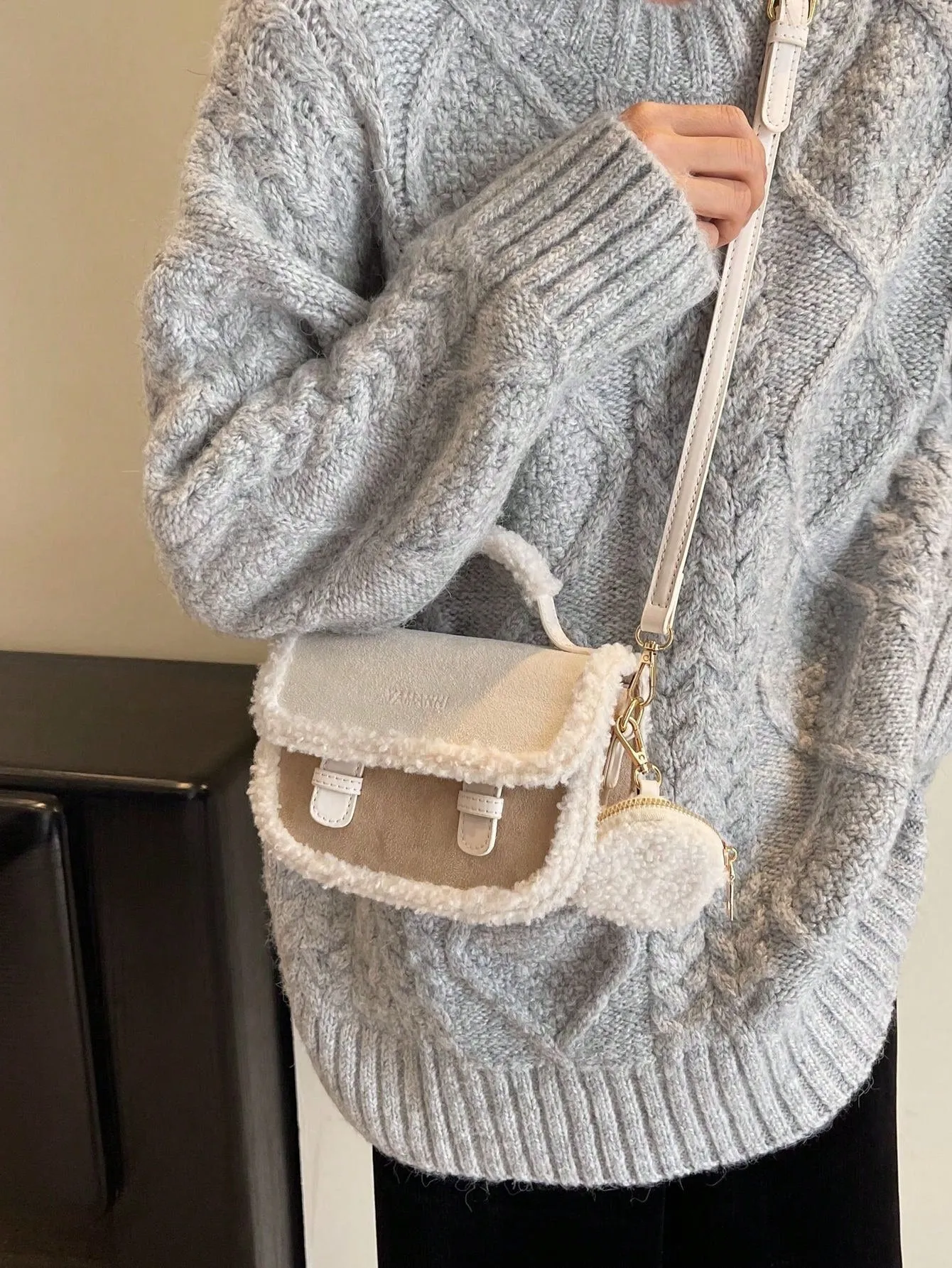 Vintage Furry Mini Square Handbag