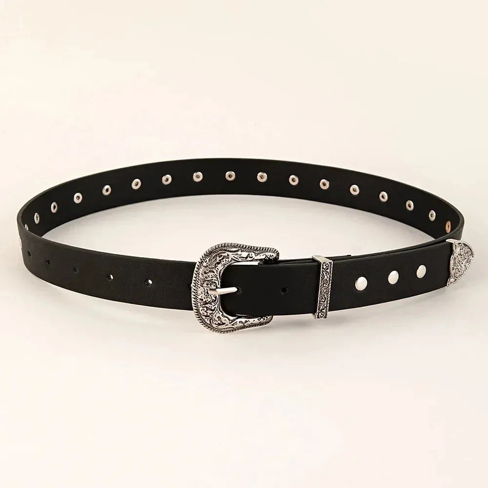 Vintage Rivet Gothic Belt - Punk Y2K Metal Buckle