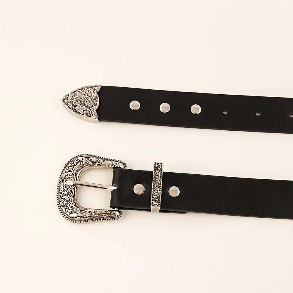 Vintage Rivet Gothic Belt - Punk Y2K Metal Buckle