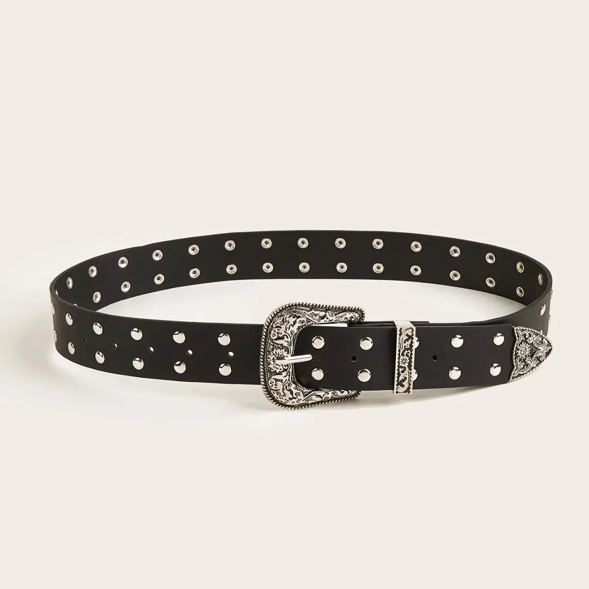 Vintage Rivet Gothic Belt - Punk Y2K Metal Buckle