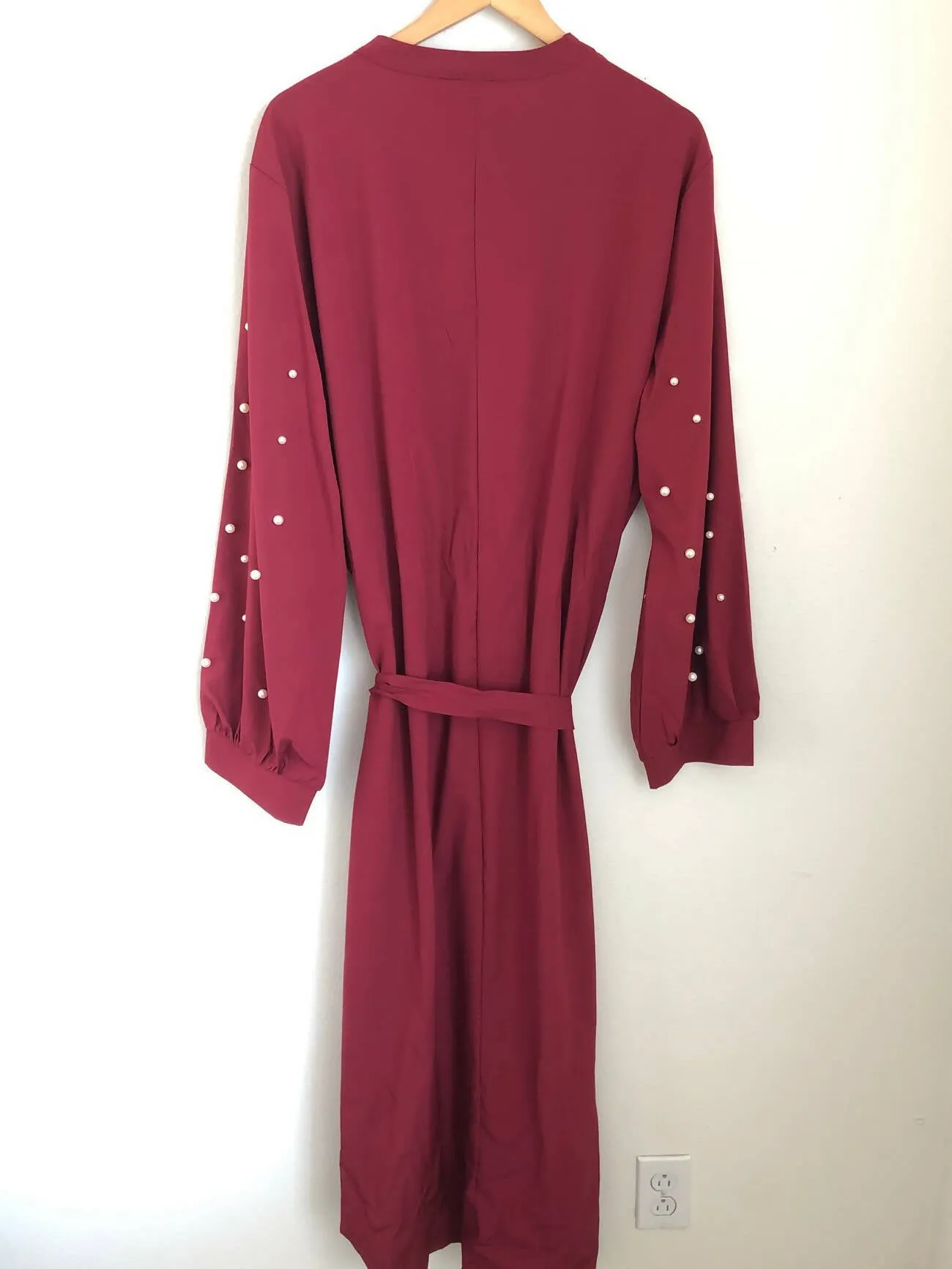 Waist tie pearl beaded dress