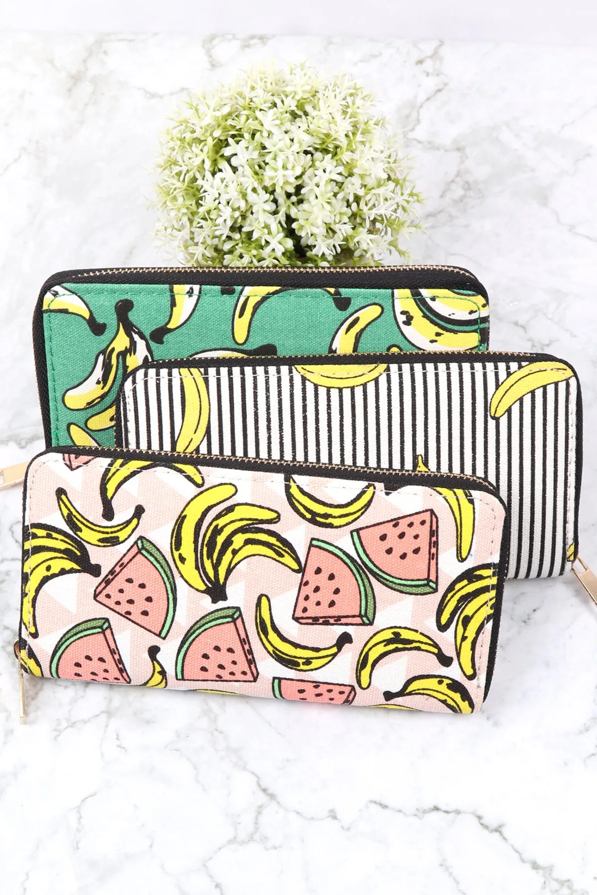 WATERMELON BANANA DIGITAL PRINTED ZIPPER WALLET