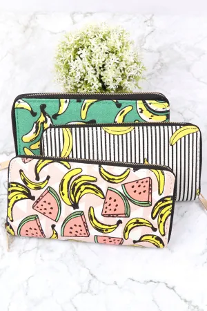 WATERMELON BANANA DIGITAL PRINTED ZIPPER WALLET