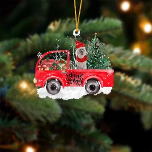 WHITE Standard Poodle-Xmas Truck-Two Sided Ornament