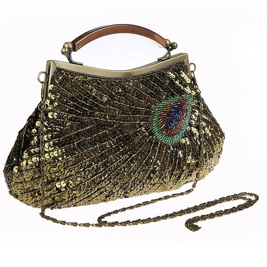 Women's Retro peacock Beaded Wedding Sequin Evening Bags|JaosWish