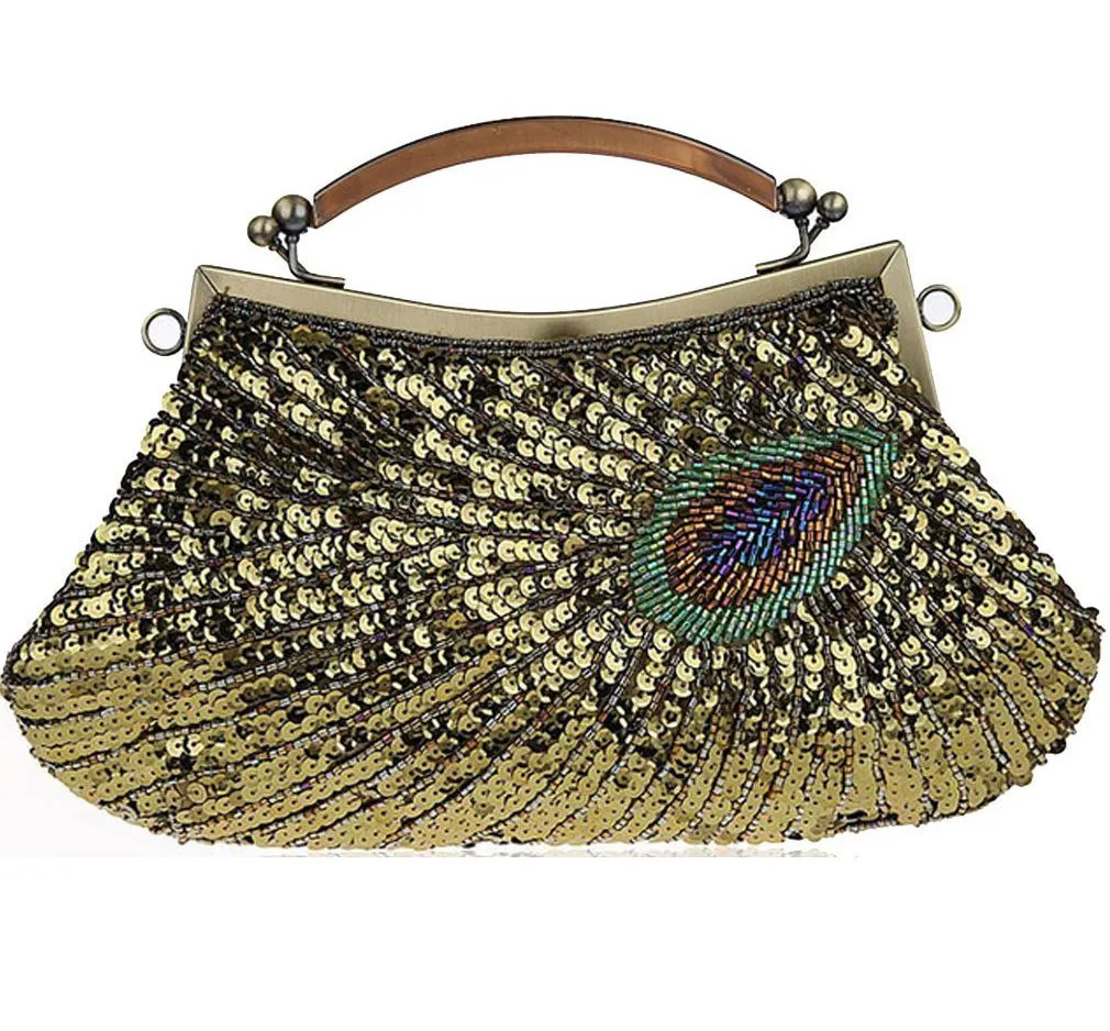 Women's Retro peacock Beaded Wedding Sequin Evening Bags|JaosWish