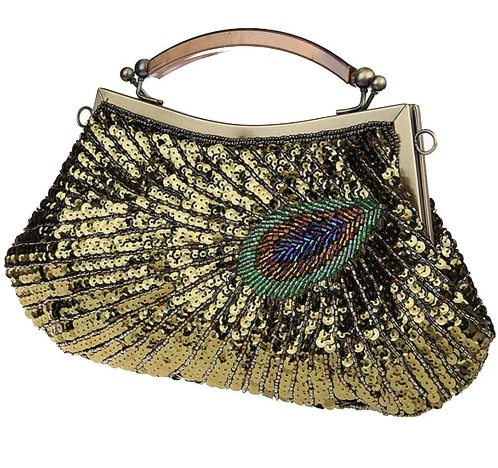 Women's Retro peacock Beaded Wedding Sequin Evening Bags|JaosWish