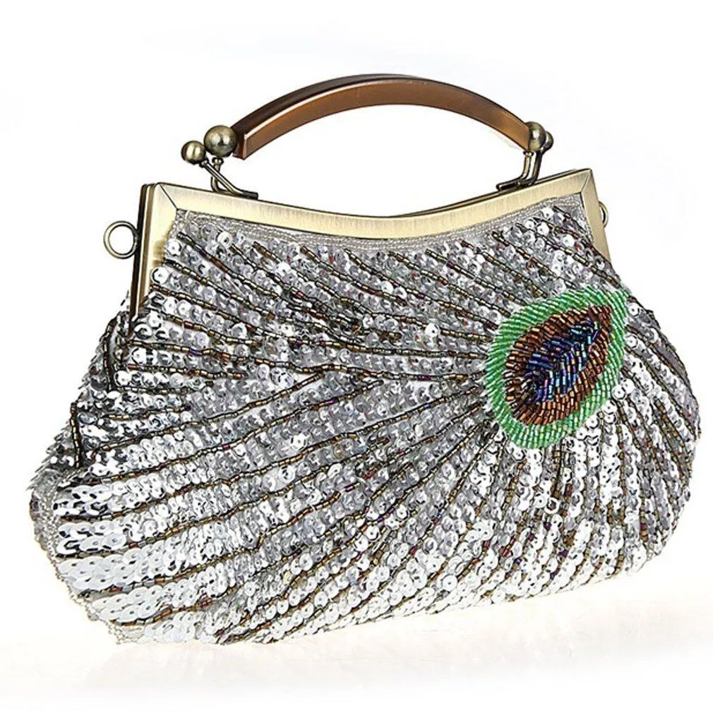 Women's Retro peacock Beaded Wedding Sequin Evening Bags|JaosWish