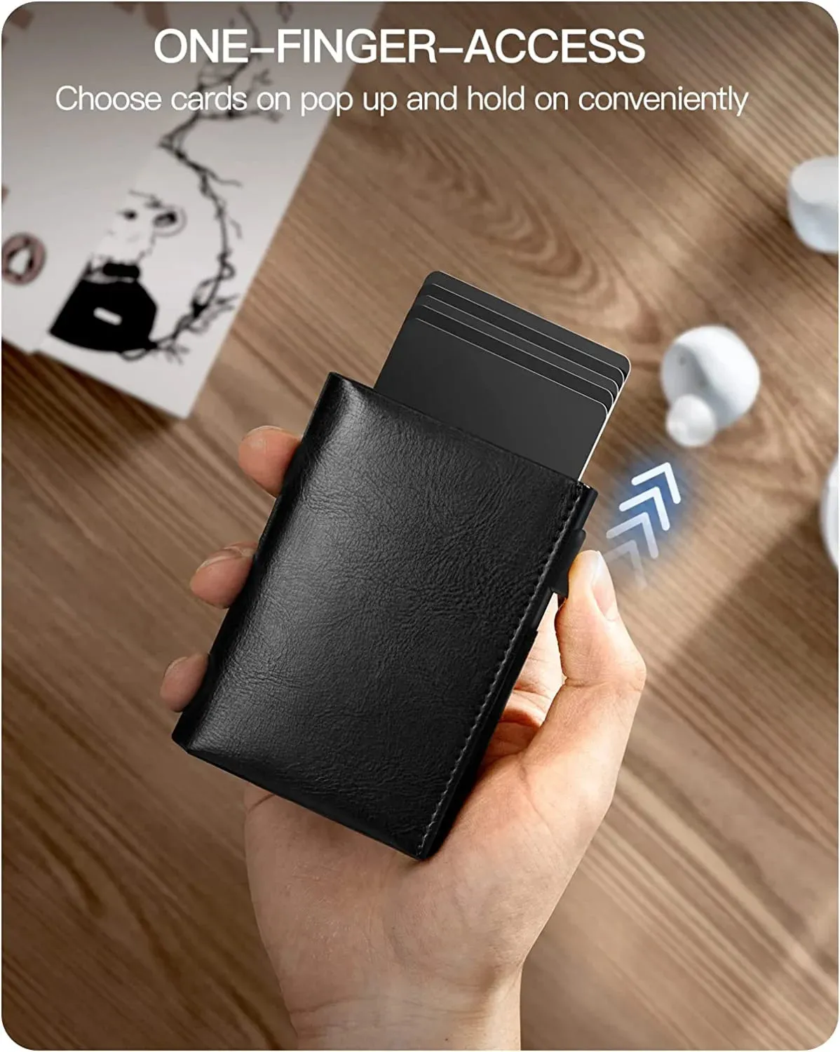 YE TREE Leather Pop-up Smart Wallet with RFID Blocking
