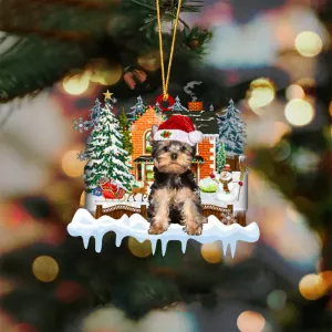 YorkShire Terrier 3-Xmas House-Two Sided Ornament