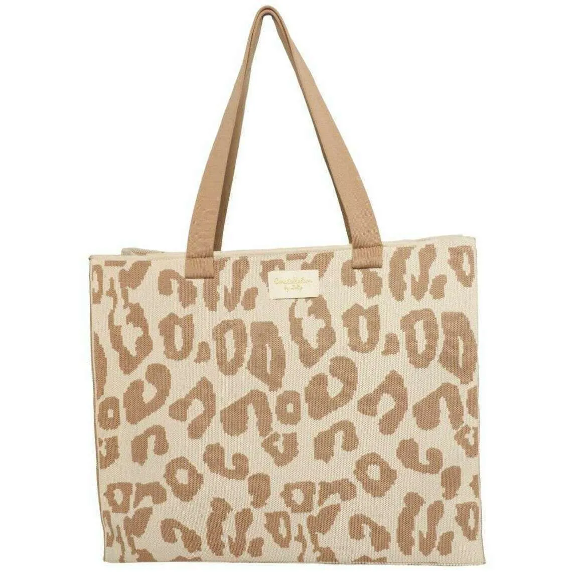 Zelly Animal Woven Tote Bag - Taupe