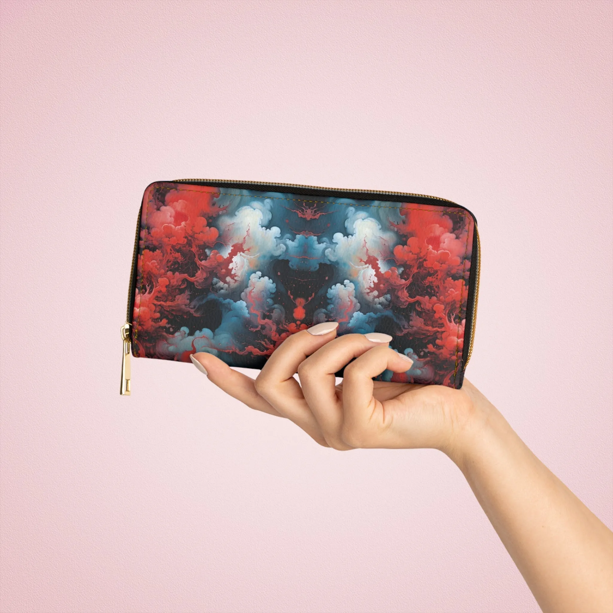 Zipper Wallet Ethereal Crimson Flow - Light